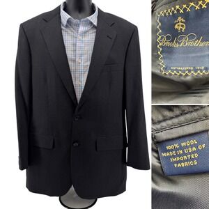 Brooks Brothers Blazer Mens 41 Charcoal Gray Wool Two Button Sport Coat USA Made